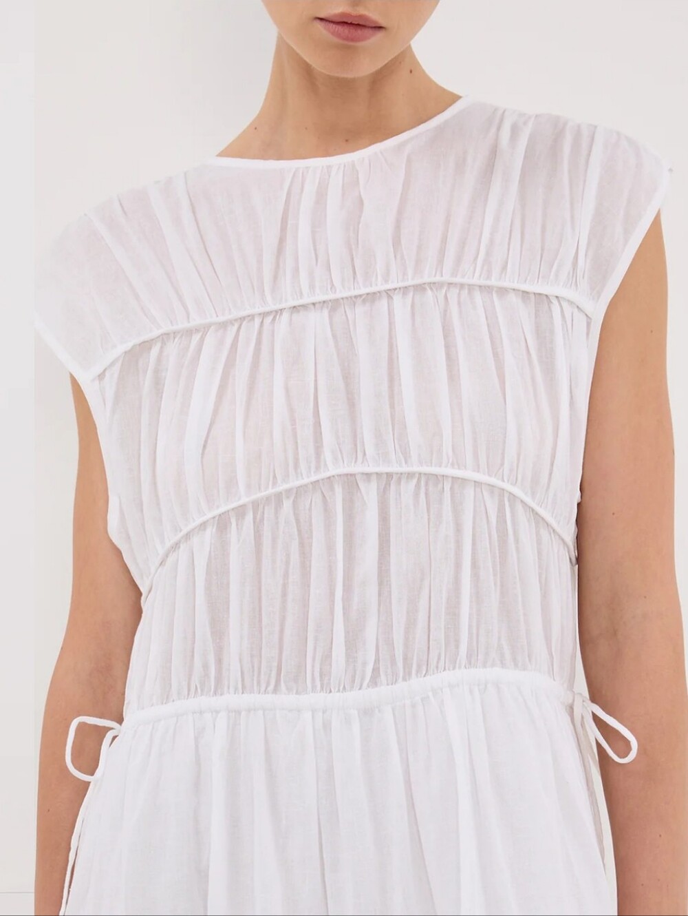 DISSH Flynn White Linen/Cotton Maxi Dress Sz 4 Vacation Costal Beach Cottagecore - Picture 2 of 13